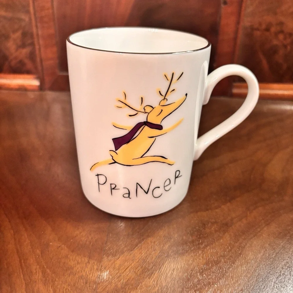Pottery Barn Reindeer Mug Set of 4 Dasher Dancer‎ Prancer Vixen Christmas